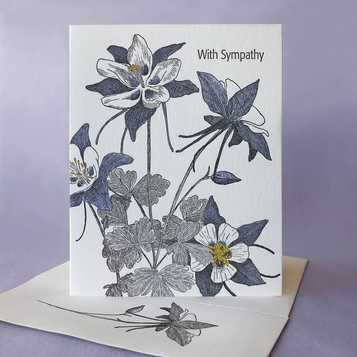 Columbine Sympathy and Blank Note Card for wholesale by Painted Tongue Press