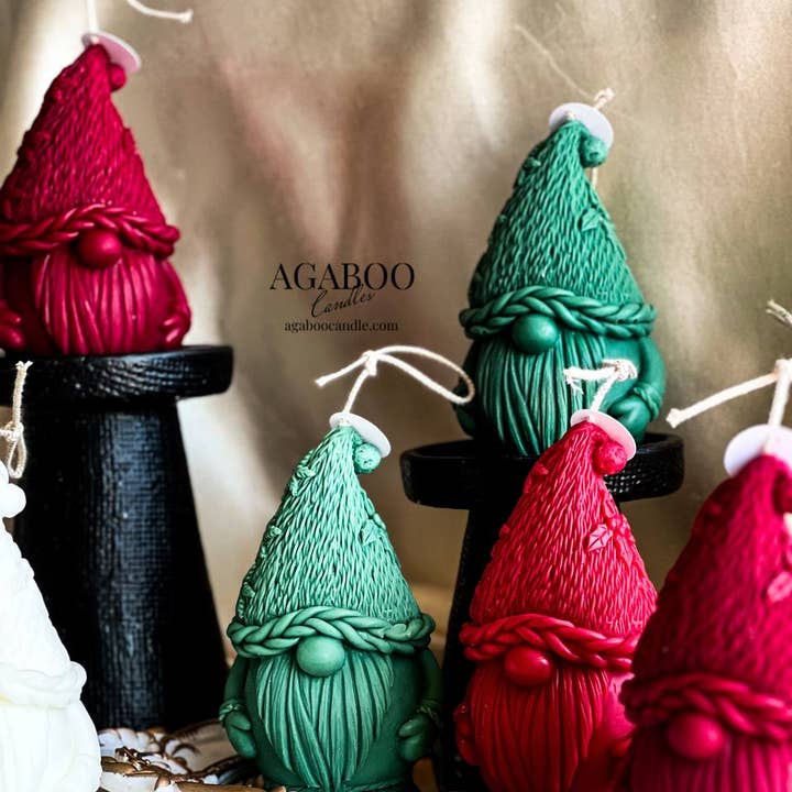 Knitted Gnome Candle 5x3.5in - Christmas for wholesale by Agaboo Candle