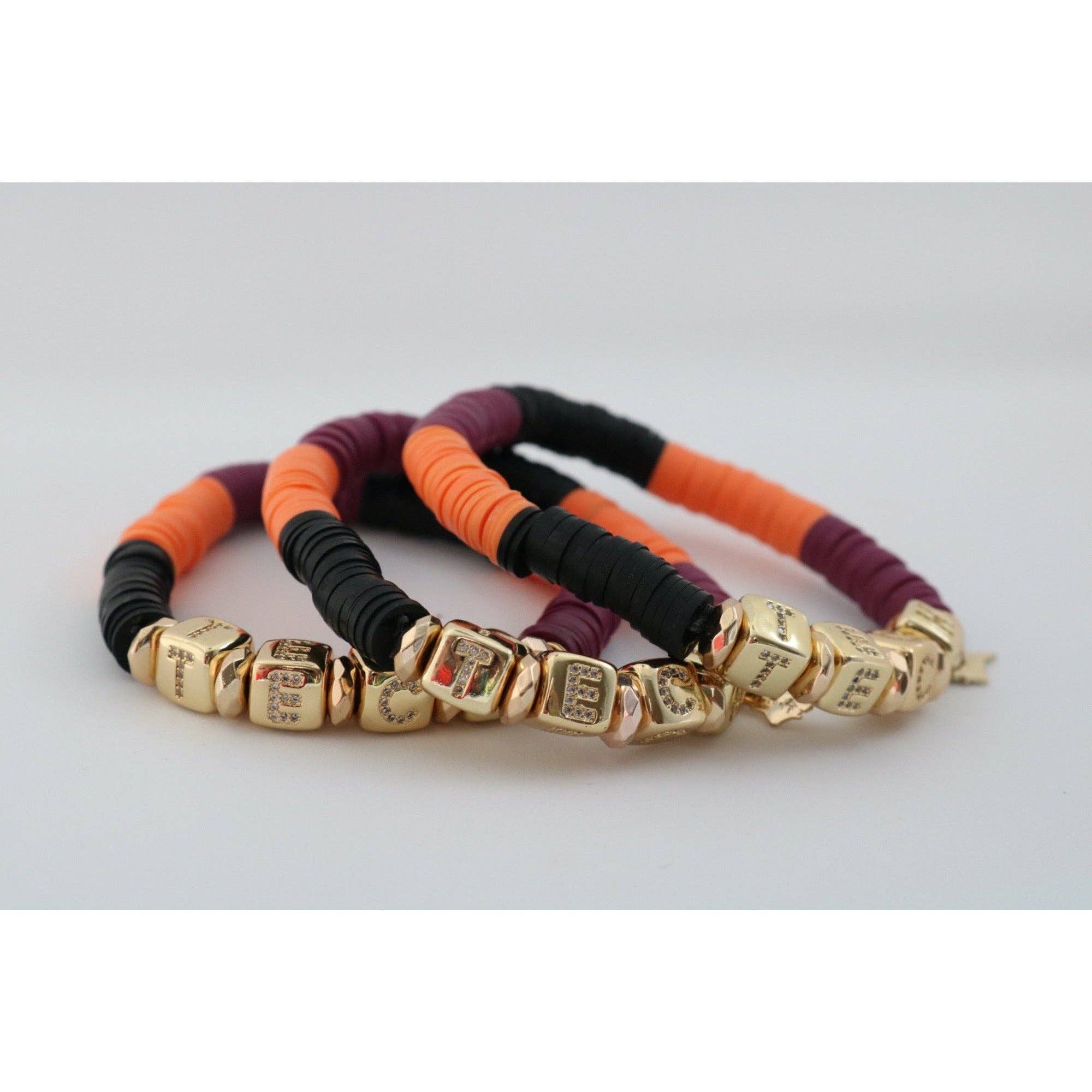 Taylor Reese - Wholesale Beaded Bracelet - Virginia Tech (TECH) Pave Polymer Clay Bracelet2