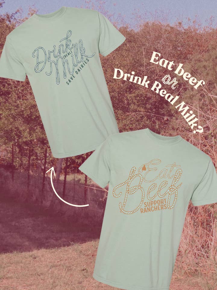 Western Vintage Babe - Wholesale T-Shirt (Graphic) - Unisex - EAT BEEF OR DRINK MILK TEE