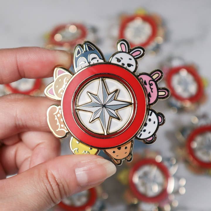 Riskit Design - Wholesale Lapel Pin/Button - KPOP NachimPin OT8 Compass *SPINNING* Enamel Pin1