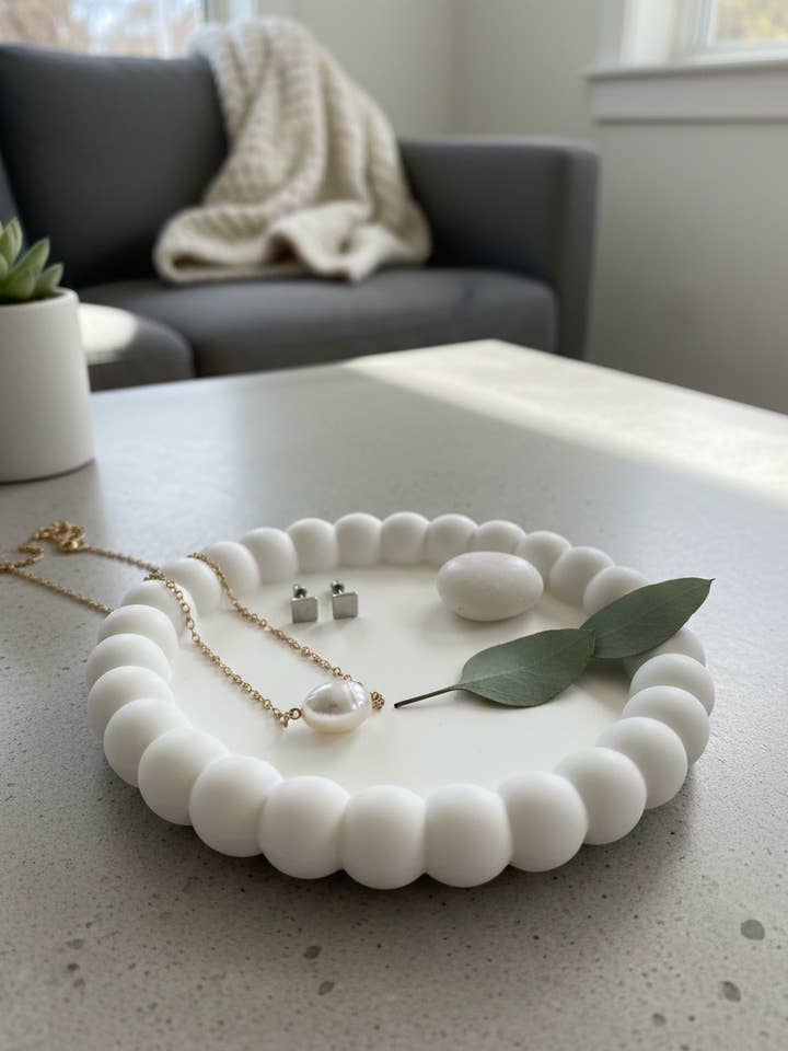 Small Bubble Trinket Dish | Handmade Jesmonite for wholesale by Crazy About Candles