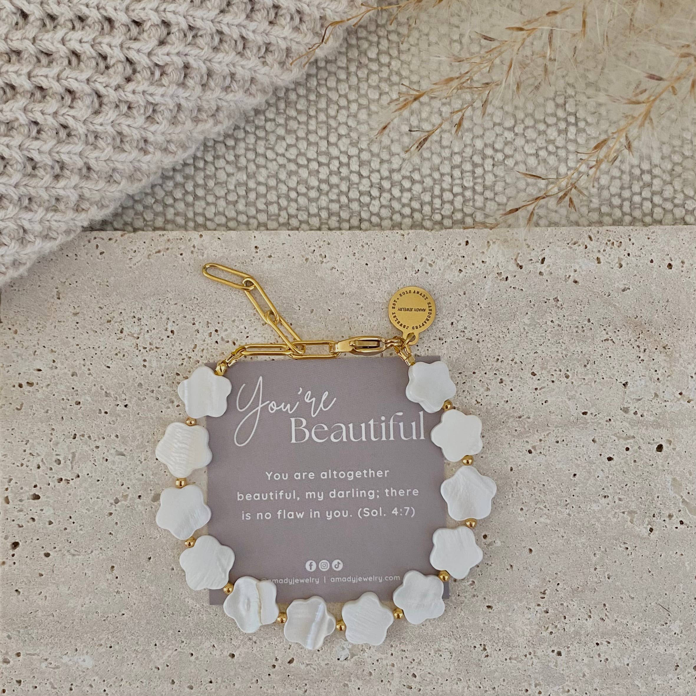 Amady Jewelry - Wholesale Beaded Bracelet - Flower Clover Shell Pearl Bracelet layering bracelet1