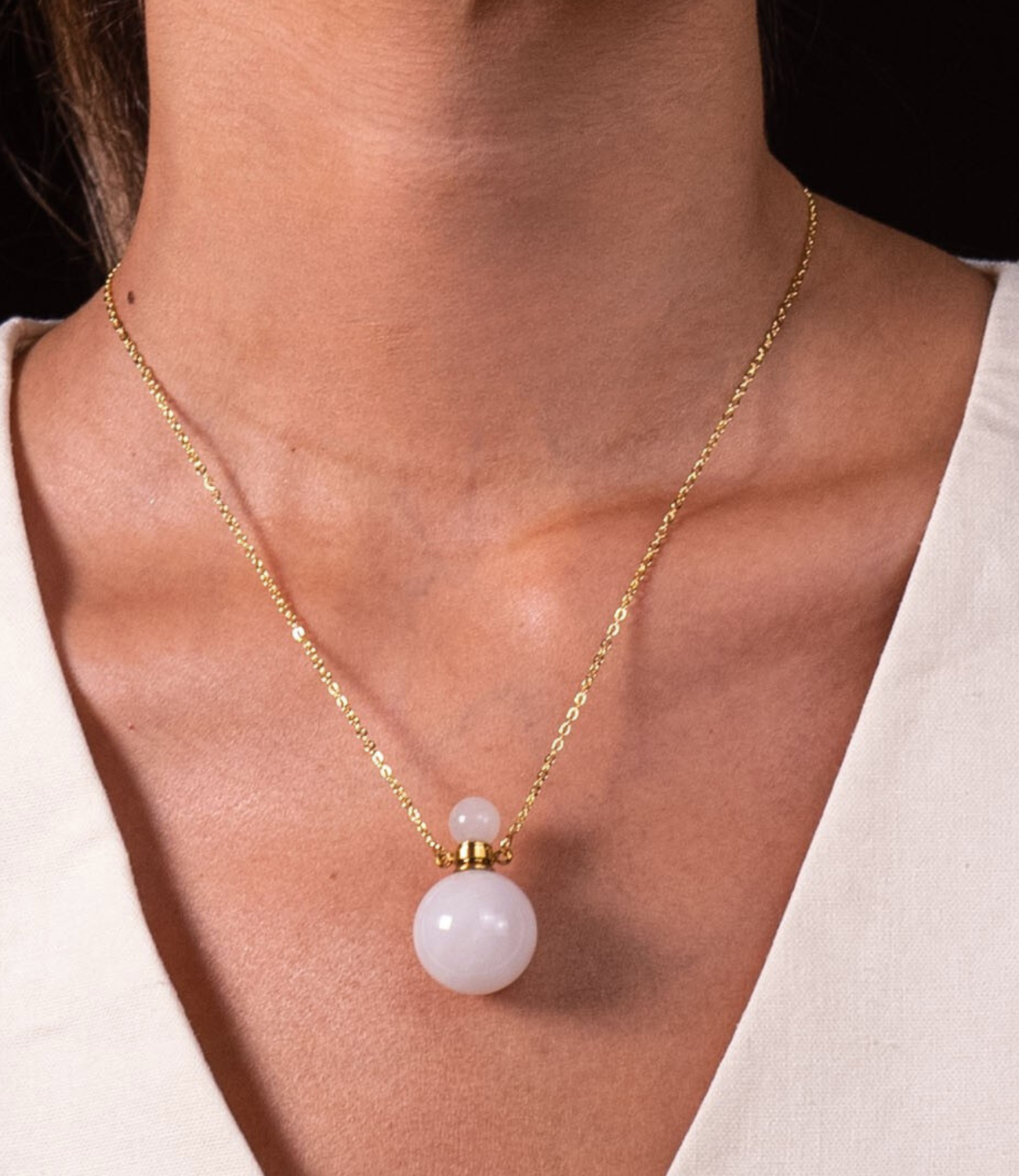 PHOEBE´S – wholesale Pendant/charm necklace – Collar de Botella de Piedra Natural – Amor, Protección o Claridad en Oro de 18K2