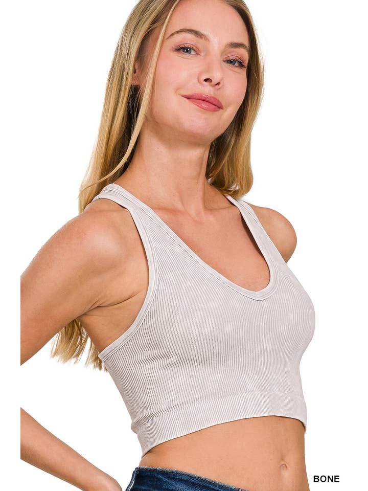 42POPS - Wholesale Tank Top - Women's - "...42POPS Premium Washed Seamless Rib Crop Tank