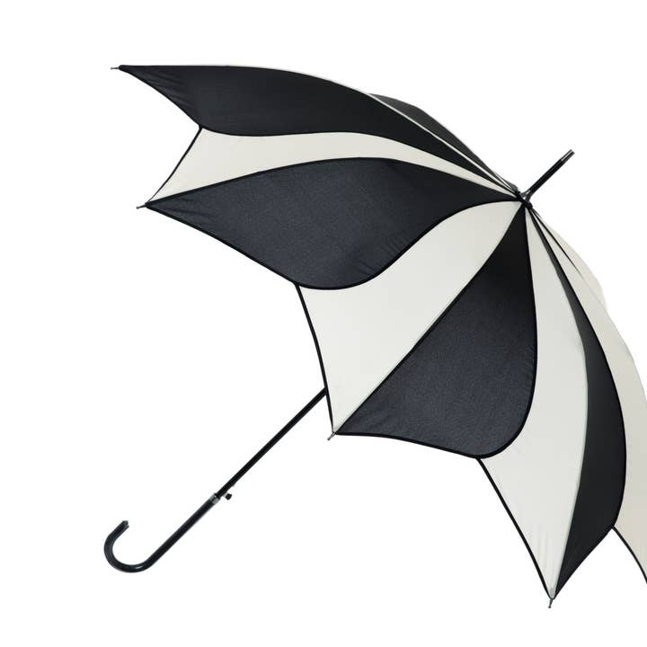 Black and Cream Swirl Walking Stick Umbrella - EDSSWB/C for wholesale on Faire
