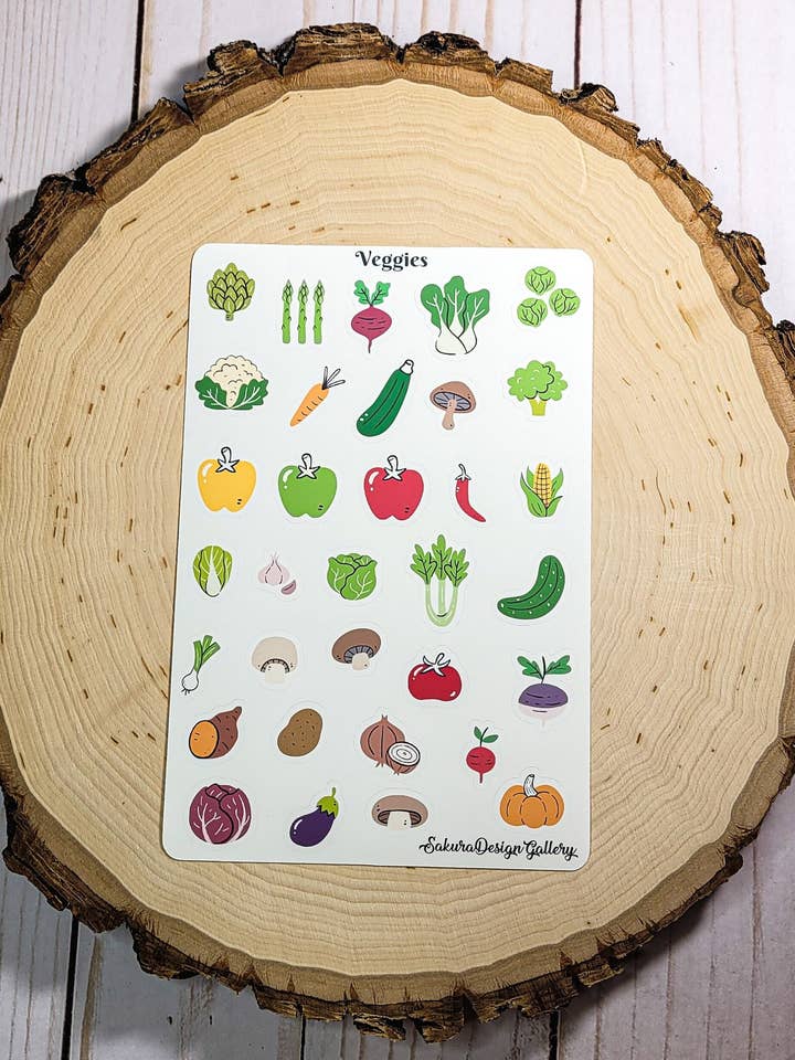 Veggie Sticker Sheet – Planner & Scrapbook Stickers for wholesale by Sakura Design Gallery
