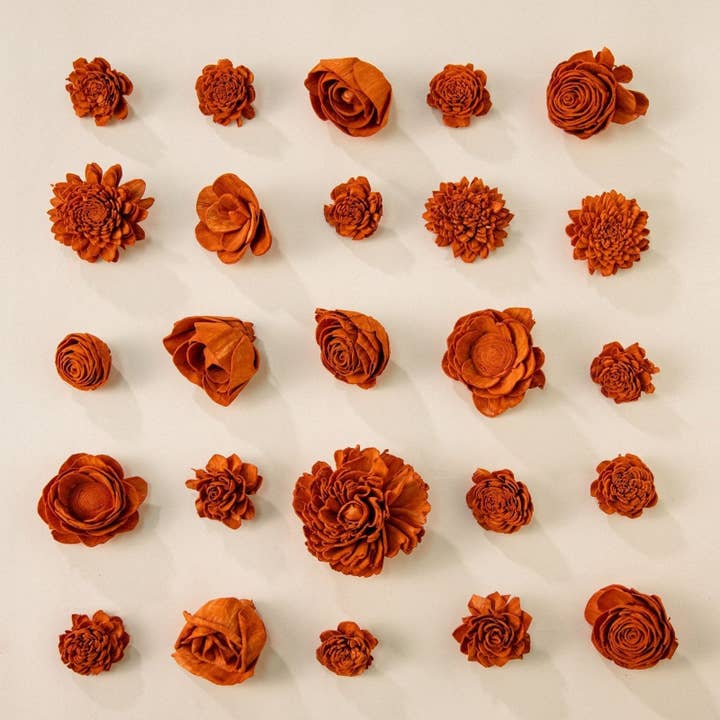 Sola Wood Flowers - Wholesale Artificial Flowers - 25-Pack of Terracotta-Colored Mixed Flowers2