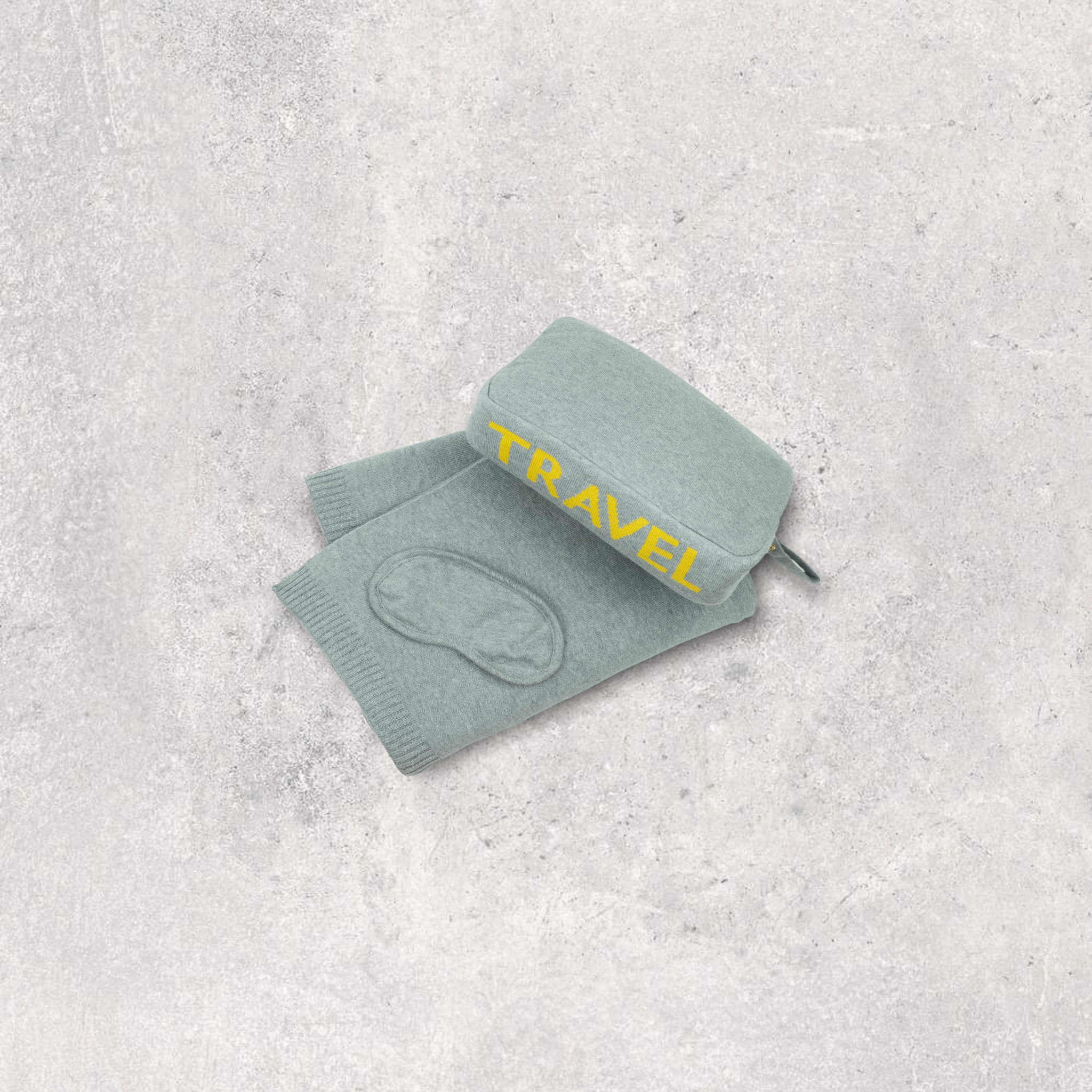 Pink Lemonade - Wholesale Travel Set - Words Travel Organic Cotton Travel Blanket and Eye Mask Set - Lt Grey Mel/Yellow1