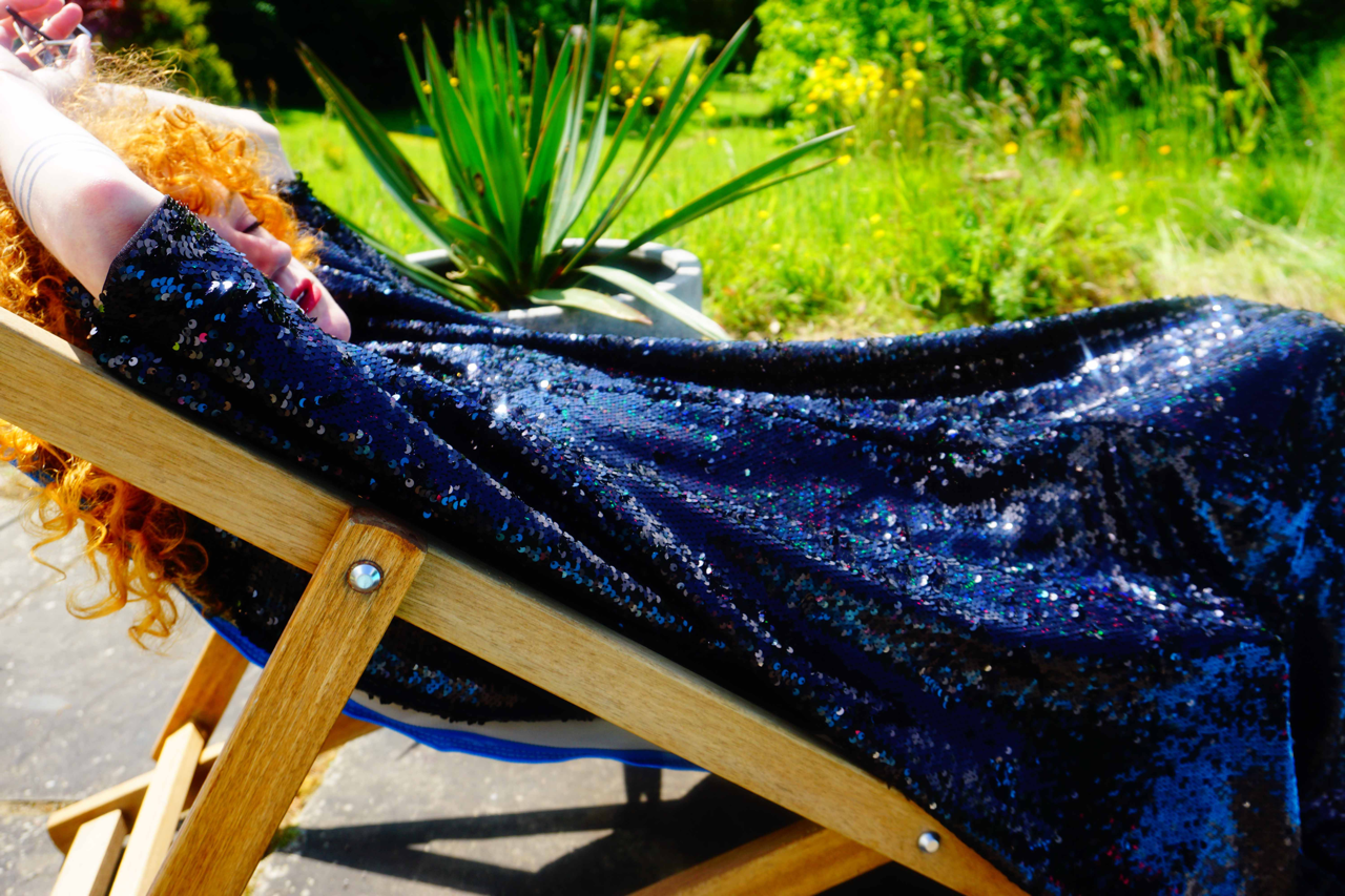 Fumbalinas - Wholesale Kaftan - Women's - Petrol Black Holographic Sequin Maxi Kaftan Gown/Kimono Robe18