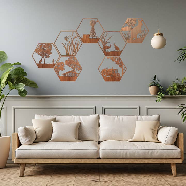 Straya Art - Wholesale Wall Accent - Rustic Windmill Hexagon Wall Art3