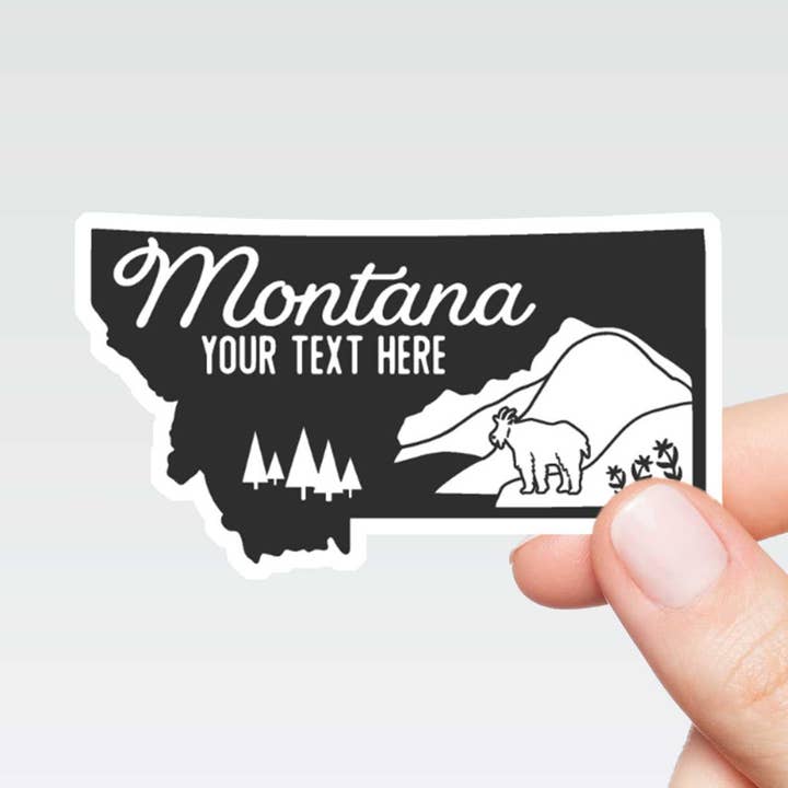 Montana + Tu texto... Adhesivo de vinilo troquelado personalizado para venta al por mayor de Jupiloom