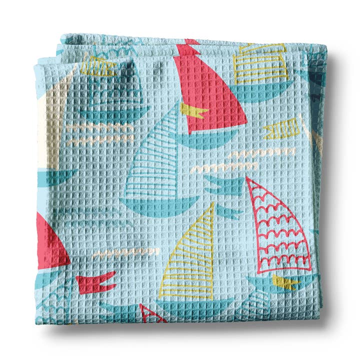 Nautical Sailboat Anchor Beach Ocean Kitchen Towel Waffle for wholesale by Canary Road