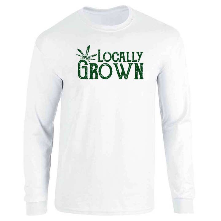 Locally Grown Marijuana Leaf Cannabis Pot 420 Long Sleeve for wholesale by Pop Threads