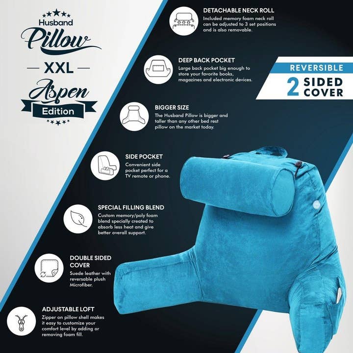 Husband Pillow - Wholesale Bedding pillow - XXL Husband Pillow Aspen Edition Backrest Pillow with Memory Foam39