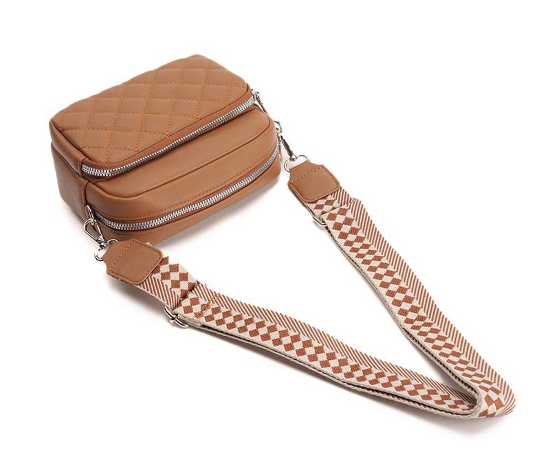 Superbia – wholesale Crossbody bag – Women's – Small Double Zipper Quilted Cross Body Shoulder Canvas Strap11