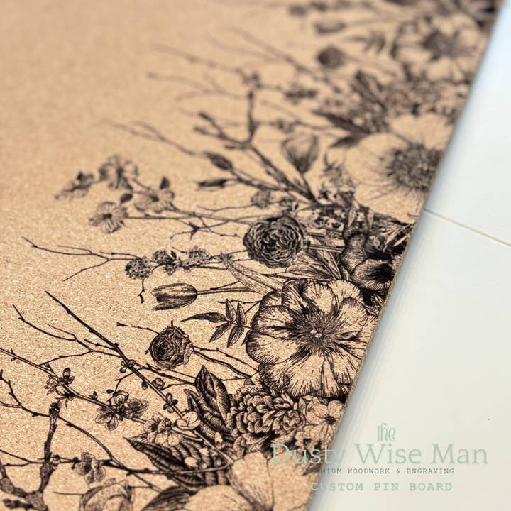 The Dusty Wise Man - Wholesale Bulletin Board - Vintage Floral Custom Cork Pin Board, Bulletin Board4