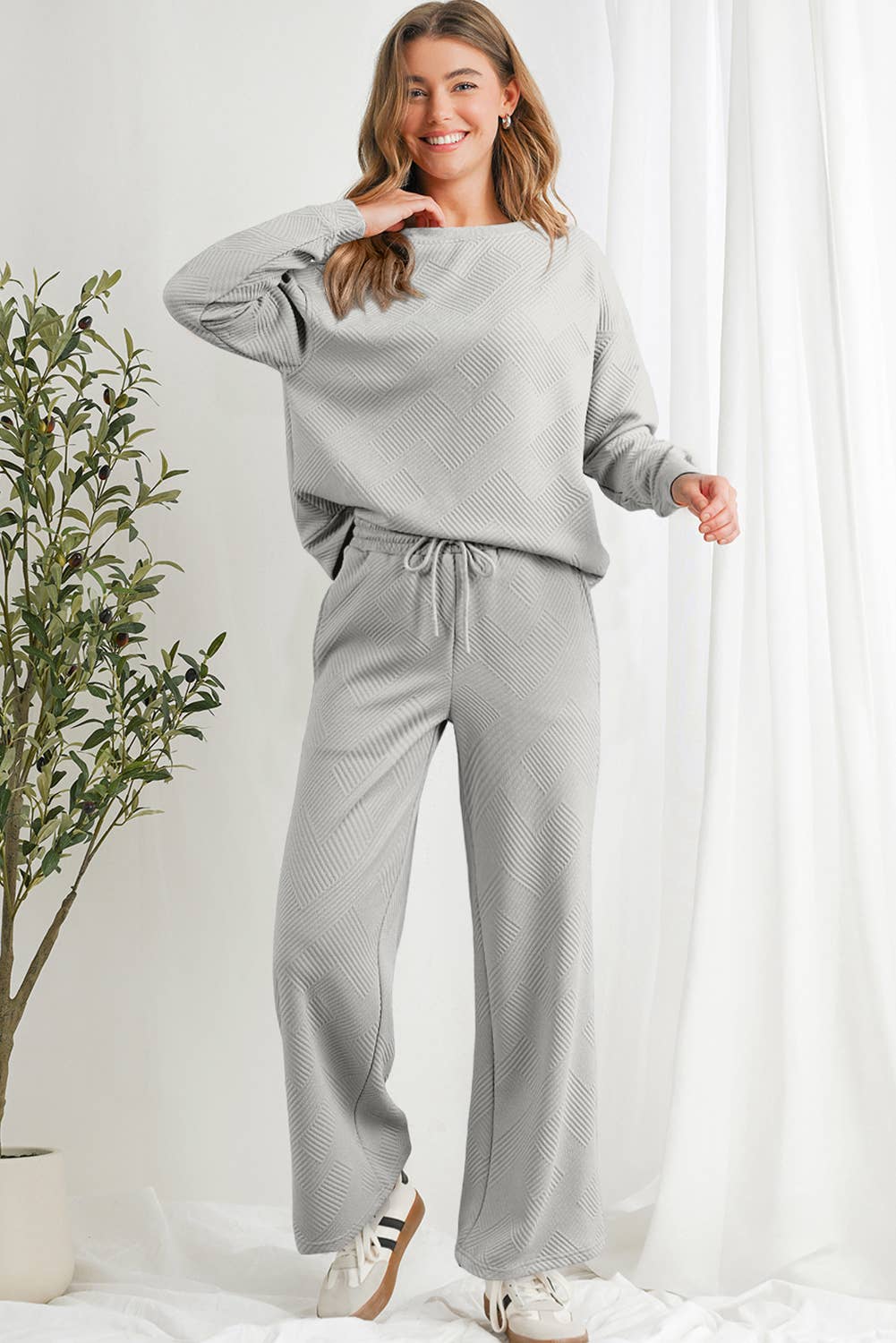 Aapparella - Vente Ensemble de vêtements d'intérieur – femme - Ensembles de pantalons de pyjama texturés et confortables multicolores | S-2XL0