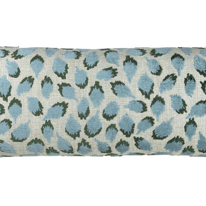 Mineral Lottie Aqua & Green Spotted Velvet Throw Pillow for wholesale on Faire
