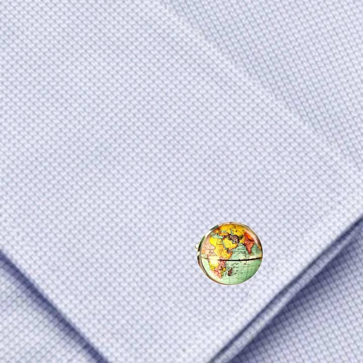 Bassin And Brown - Wholesale Cufflinks - Earth Globe Cufflinks - BlueYellow.Pink