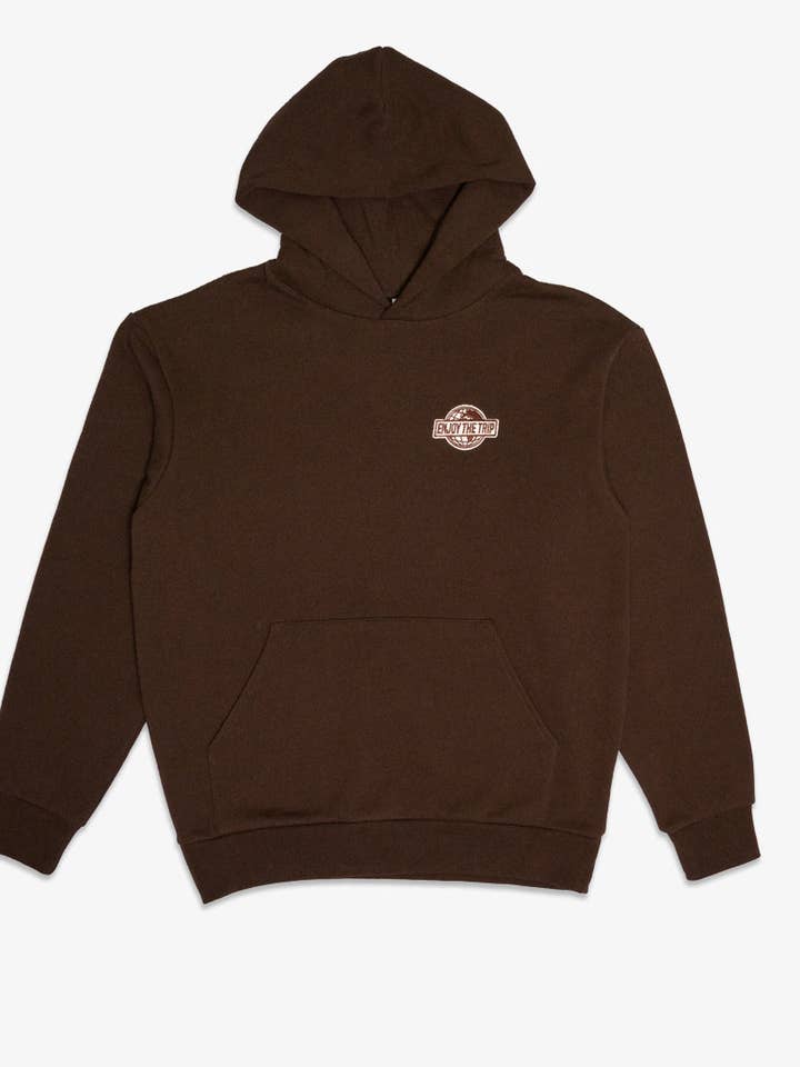 Enjoy the Trip Globe Patch Heavyweight Hoodie - Chocolate for wholesale by Dipped®