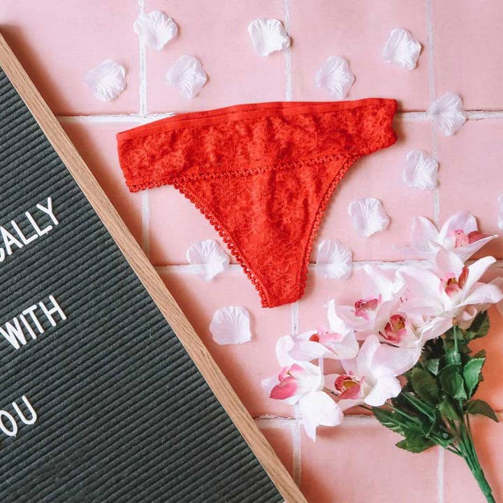 Hello Peachiee - Wholesale Underwear – Women's - The Saint Valentine - Bright Red Lace Thong4