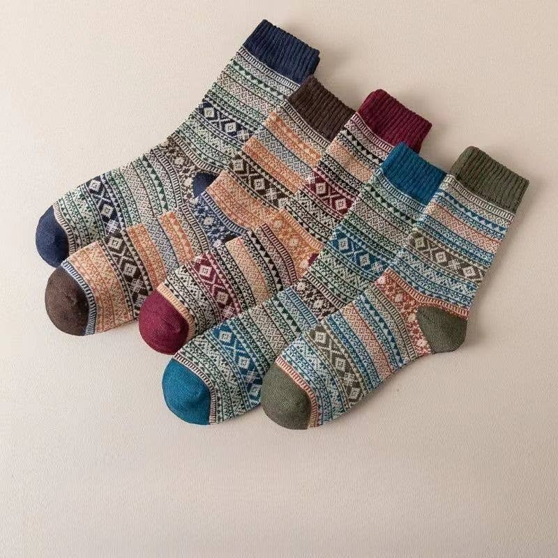 Sweetkama - Wholesale Socks - Women's - Unisex Vintage Bohemia Totem Knit Socks SKASC41790