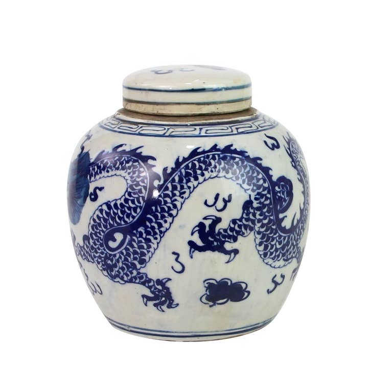 Mini pot Dragon bleu et blanc pour la vente par Legend Accents