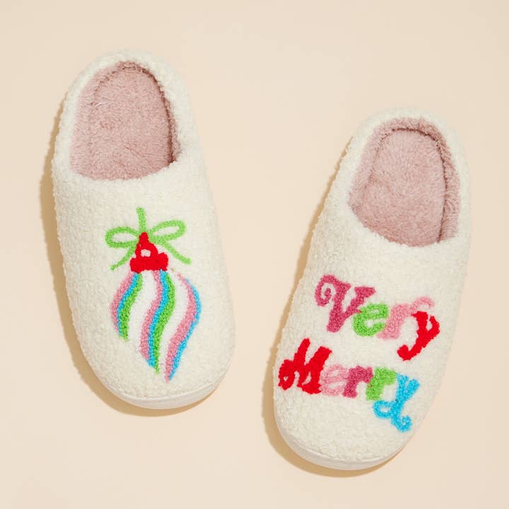 Multi Very Marry Christmas Home Slippers for wholesale on Faire