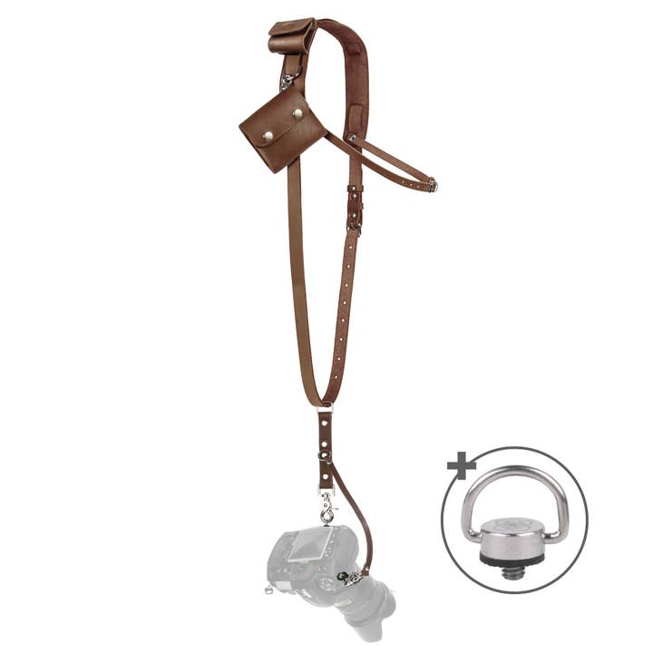 Single Utility Camera Sling With Pockets Brown for wholesale by Coiro