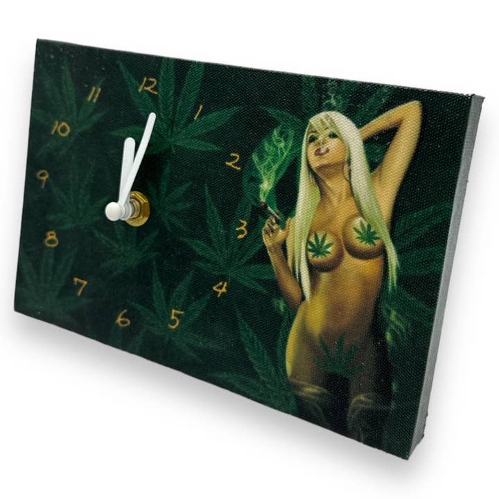 Kinky Pleasure - Wholesale Wall Clock - Kinky Pleasure - ZW002 - Unique Marijuana and Naked Woman Themed Clock2