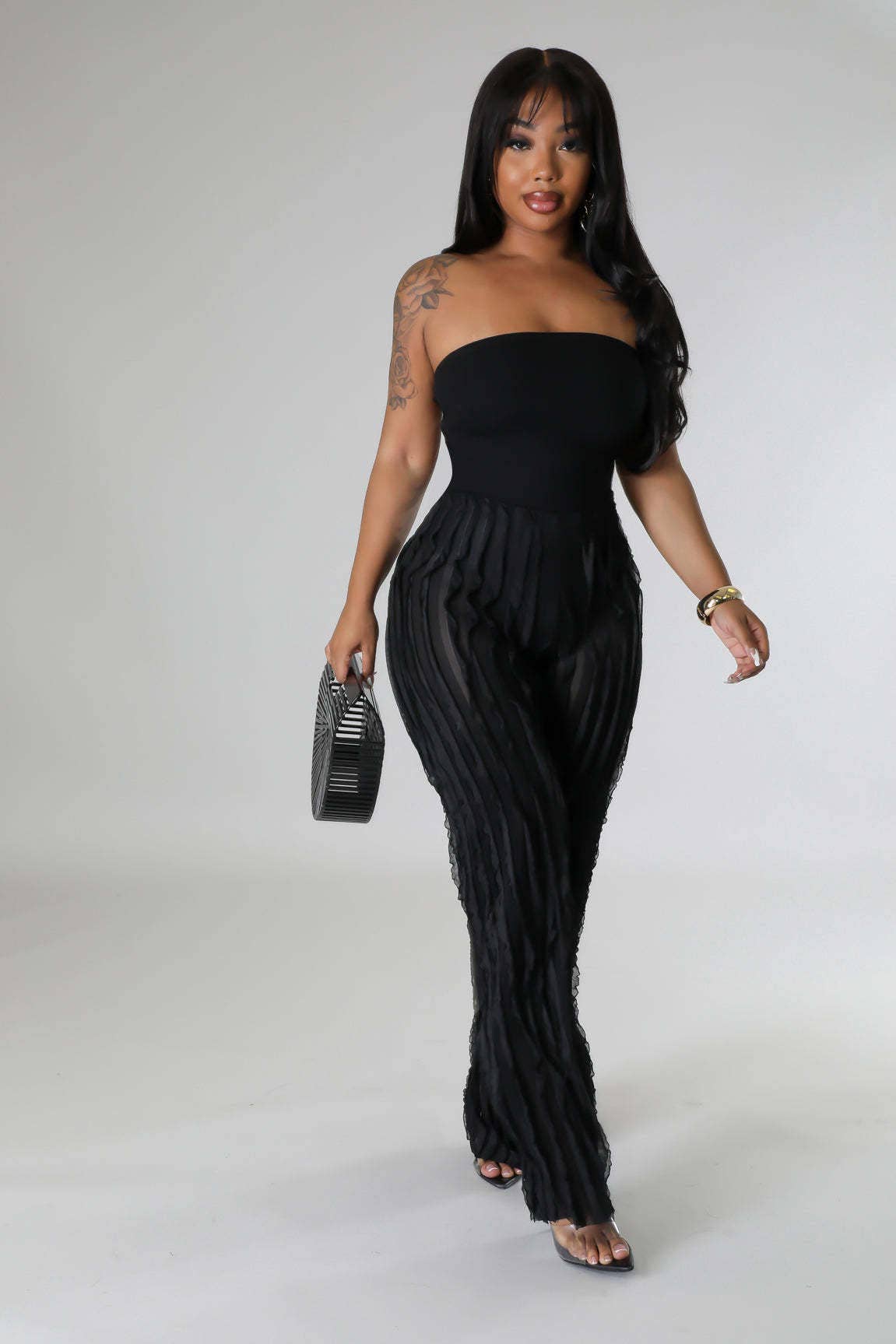 MB Fashion Wholesale - Wholesale Pants - Women's - MB FASHION High-Waisted Ruffle Wide-Leg Pants 1873LY8