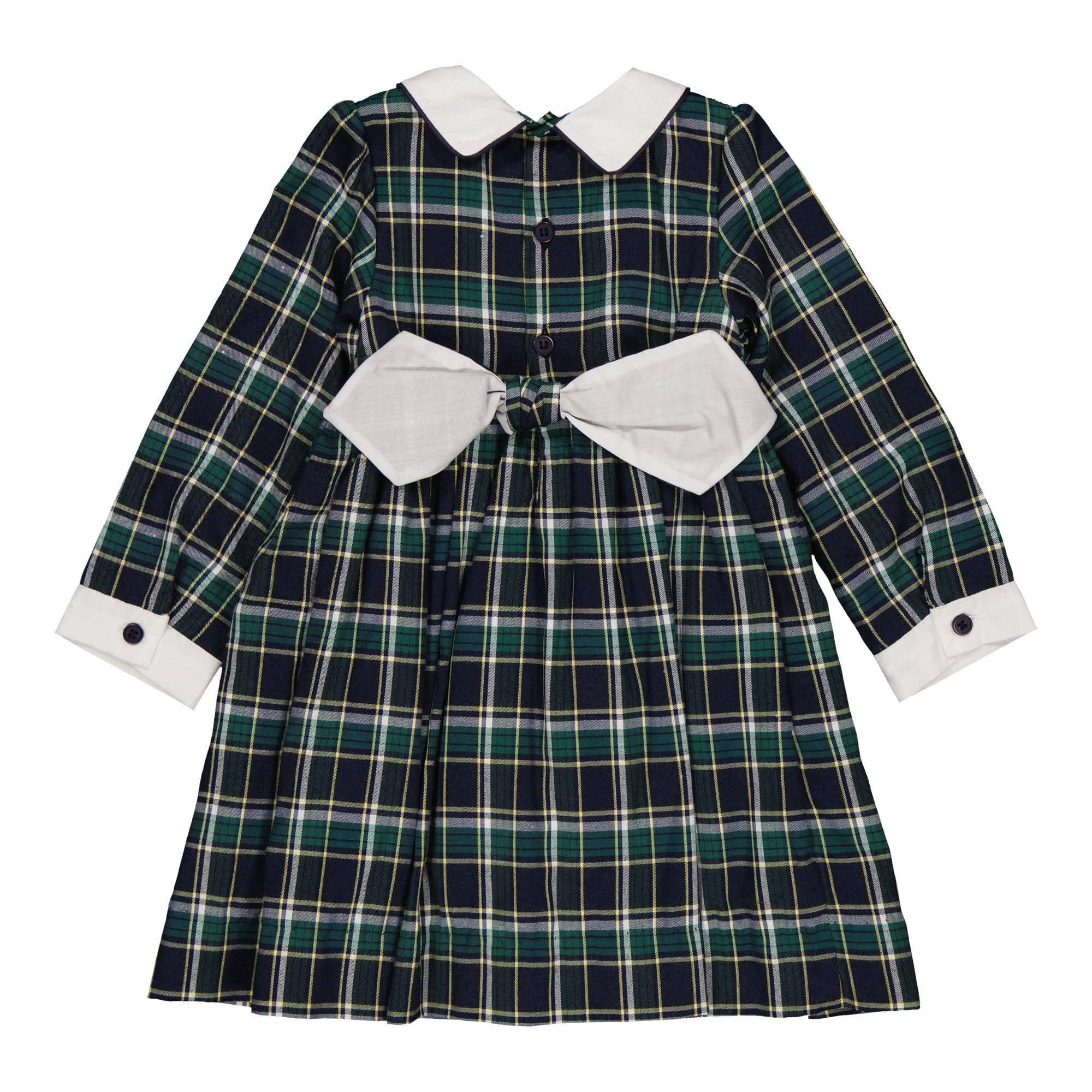 Kidiwi handmade – Großhandel Kleid – Kinder – Coline, Kleid mit Smok in blau-grünem Tartan2