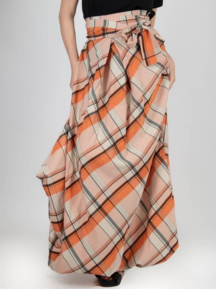 Plaid Long Wide Skirt FANTASY for wholesale by EUG fashion