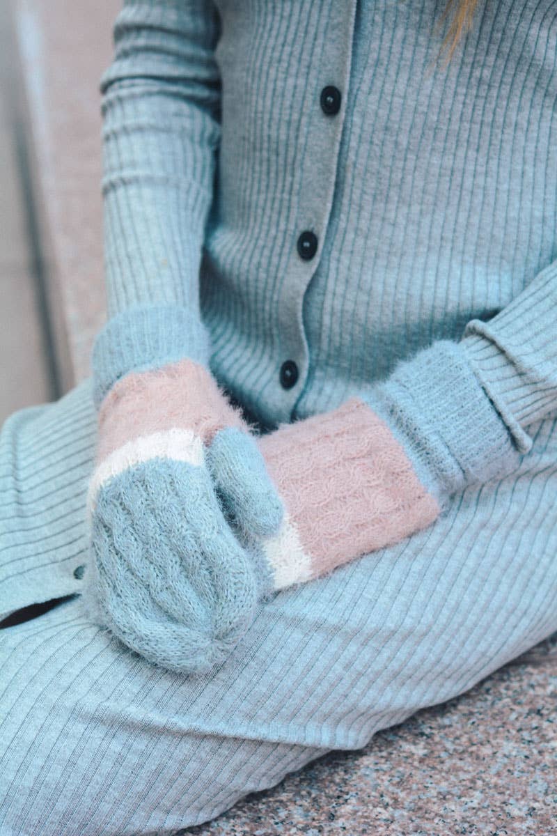 Leto Accessories - Venta al por mayor Manoplas - Mujer - Manoplas ultra suaves de mohair con rayas anchas – Esenciales para el invierno4