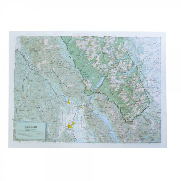 Glacier National Park Hævet Relief Kort af Hubbard for engroshandel hos Map Shop