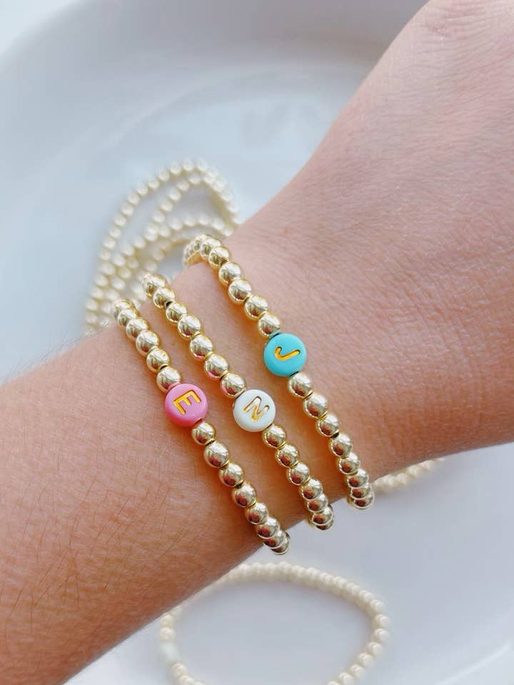 Gold Initial Bracelet for wholesale by Designed by Emily Ann