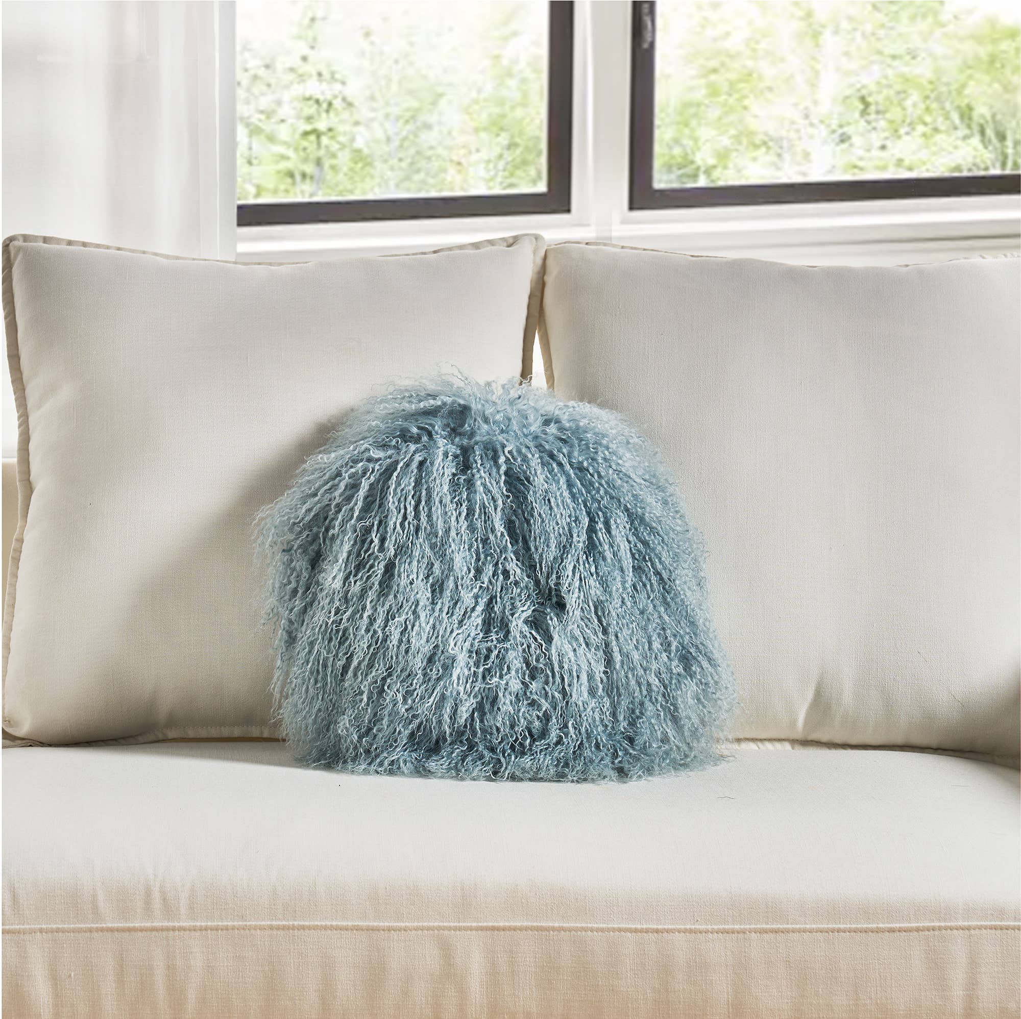 HUIRESOURCE - Vendita all'ingrosso Cuscini decorativi - Cuscino in Pelliccia di Agnello Mongolo a Forma Rotonda5