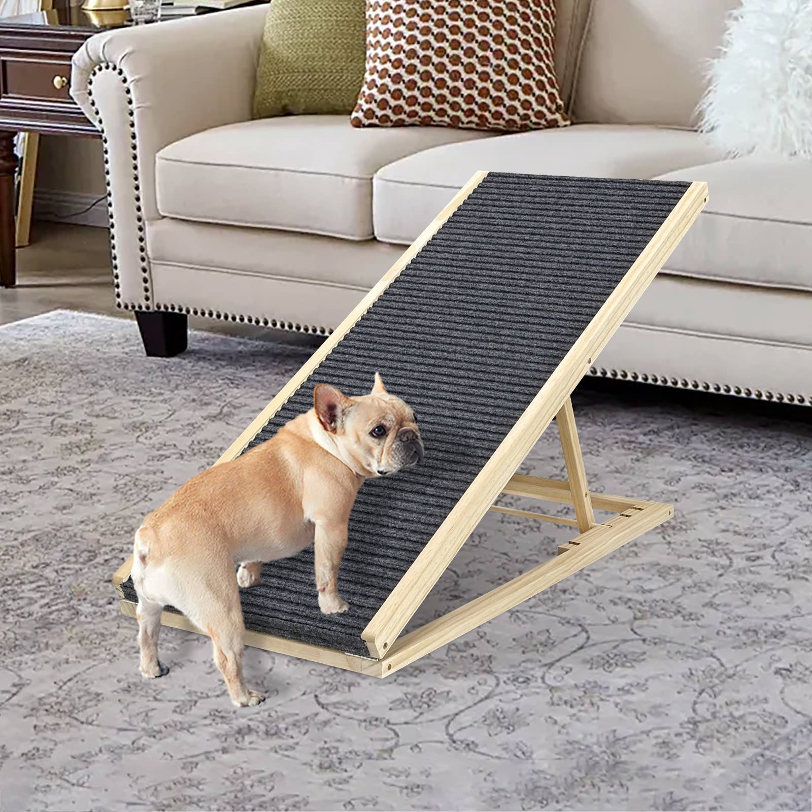 Natural Wood Dog Ramp for Bed, Extra Wide Non-Slip Pet Ramp, Foldable for wholesale on Faire1