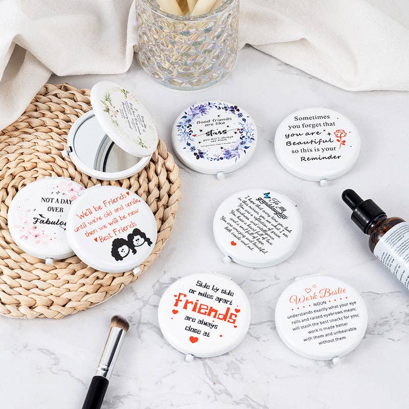 Dipped Shop - Wholesale Compact Mirror - White Letter Mini Portable Makeup Mirror DP25F41112