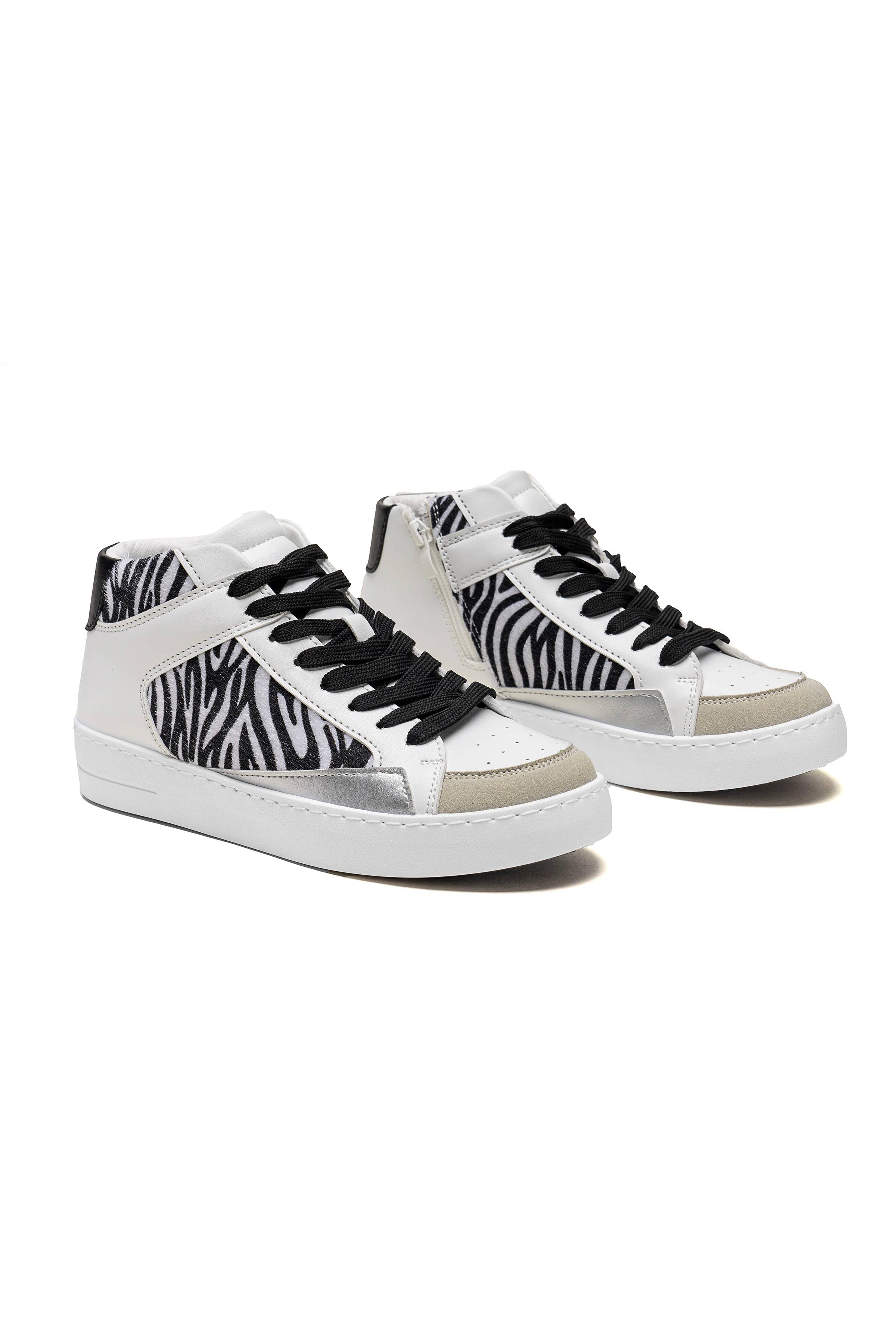 C'M PARIS – Sapatilha Lifestyle - Mulher por atacado – Ténis de Cano Alto com Lantejoulas e Estampados de Animais 652313