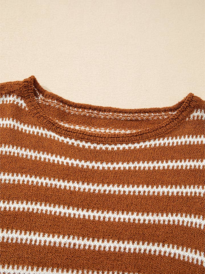 Lovesoft - Wholesale Knit Sweater - Women's - Solid Color Stripe Drop Shoulder Casual Sweater9