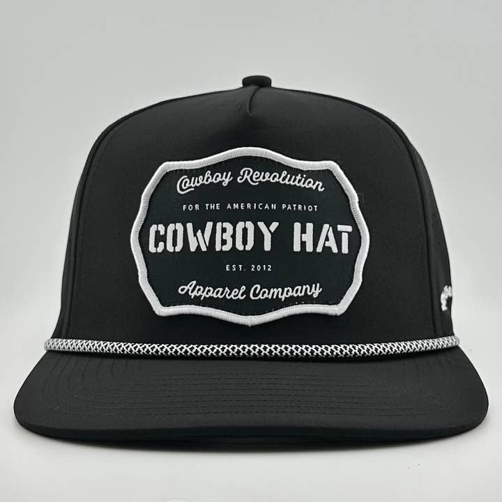 “Cowboy Hat” Black Performance Patch Hat for wholesale by Cowboy Revolution Apparel Co.