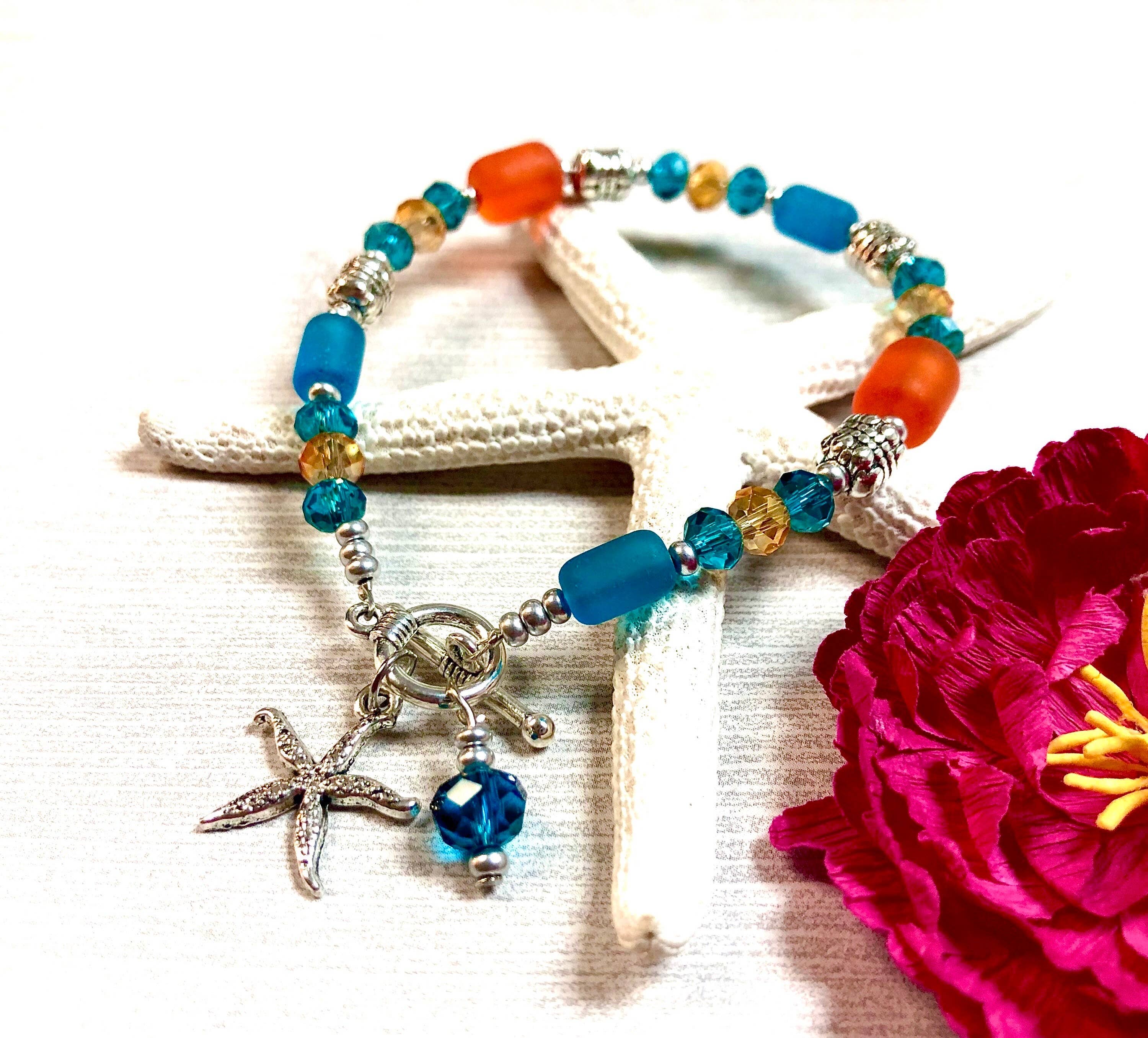 Devi Creations - Wholesale Charm/Dangle Bracelet - BRAC#44/ SF- Sea Glass Starfish Bracelets Assortment6