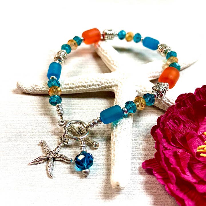 Devi Creations - Wholesale Charm/Dangle Bracelet - BRAC#44/ SF- Sea Glass Starfish Bracelets Assortment6