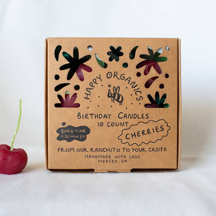 Happy Organics - Wholesale Cake Candle - Beeswax Cherry Birthday Candles