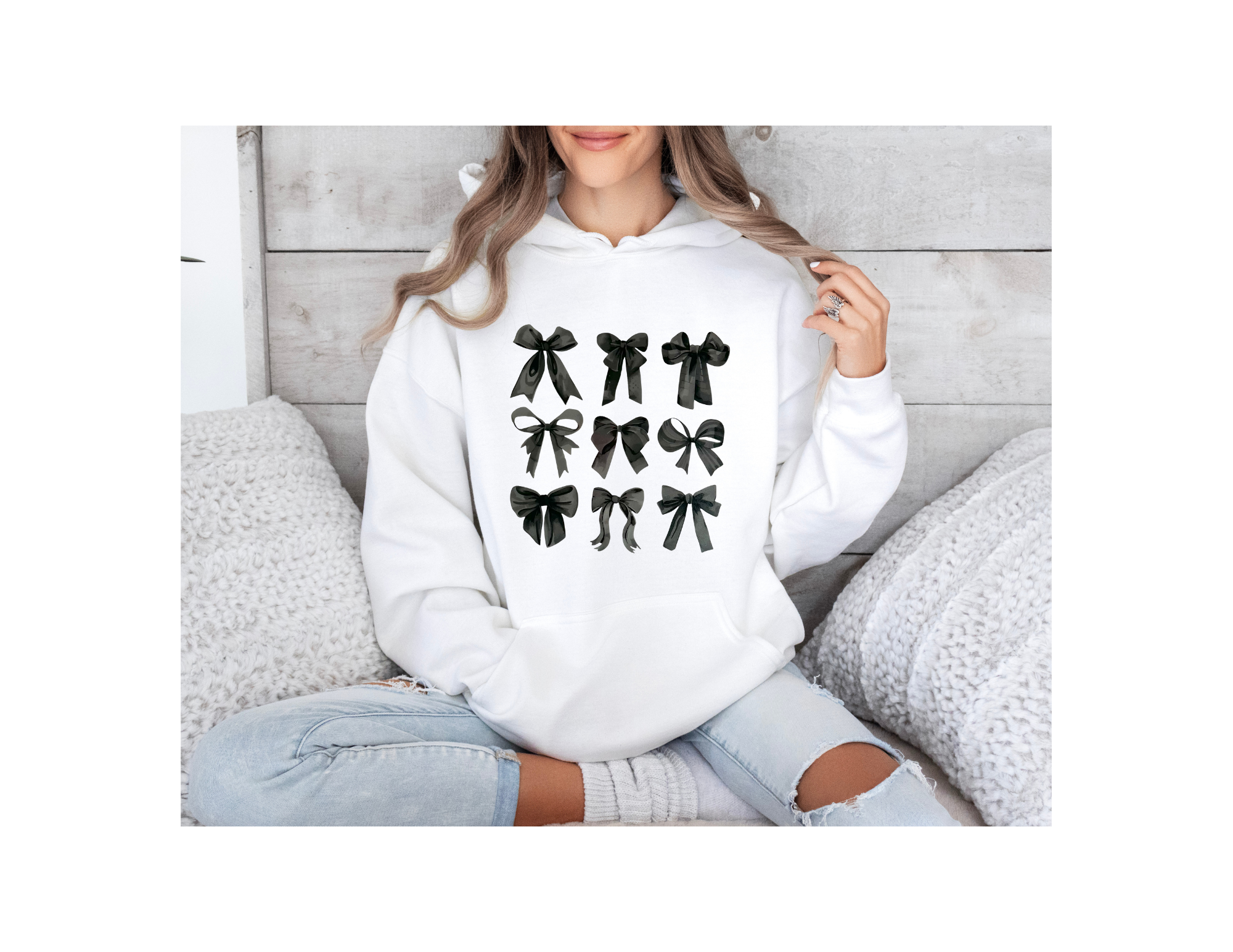 iconic mi - Wholesale T-shirt met print - Dames - Halloween Black Coquette Bow Collage DTF warmteoverdracht0