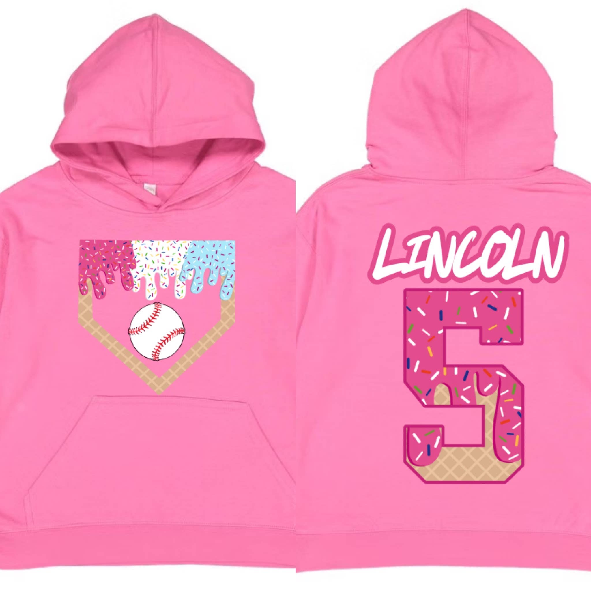 Simply Blush Wholesale - Wholesale Hoodie - Kids - Baseball Ice Cream Drip Boys Hoodie Pink Blue Drippy4
