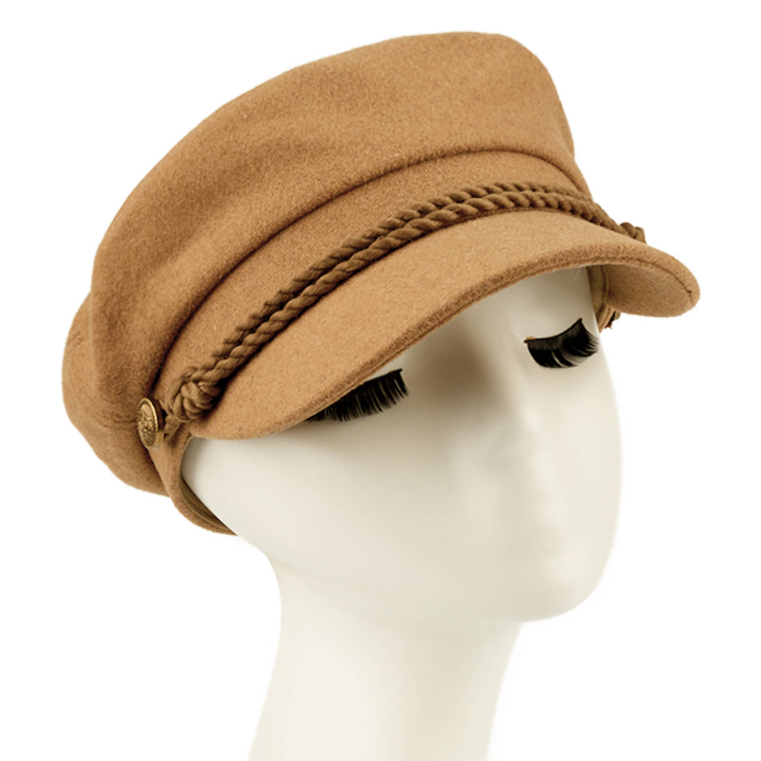 Hana - Wholesale Newsboy/Schoolboy Hat - Women's - C.C Rope with Button Deco Solid Fisherman's Cap6