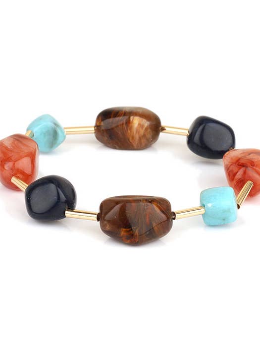 ( G442 ) PULSERA ELÁSTICA DE PIEDRA DE RESINA para venta al por mayor de Jewelry Max